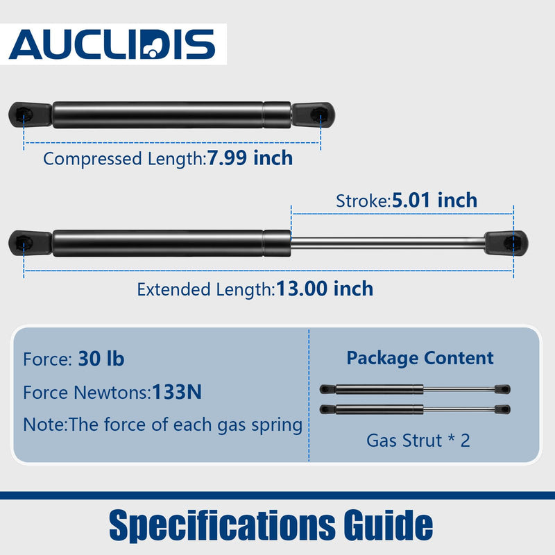 C16-04464 13 inch 30lb/133N Gas Strut Shock Spring Lift Support for Leer ATC Camper Shell Truck Topper Cap Canopy Door Windows Toolbox Snugtop Replacement Parts, C16-04464a, Set of 2 by AUCLIDIS