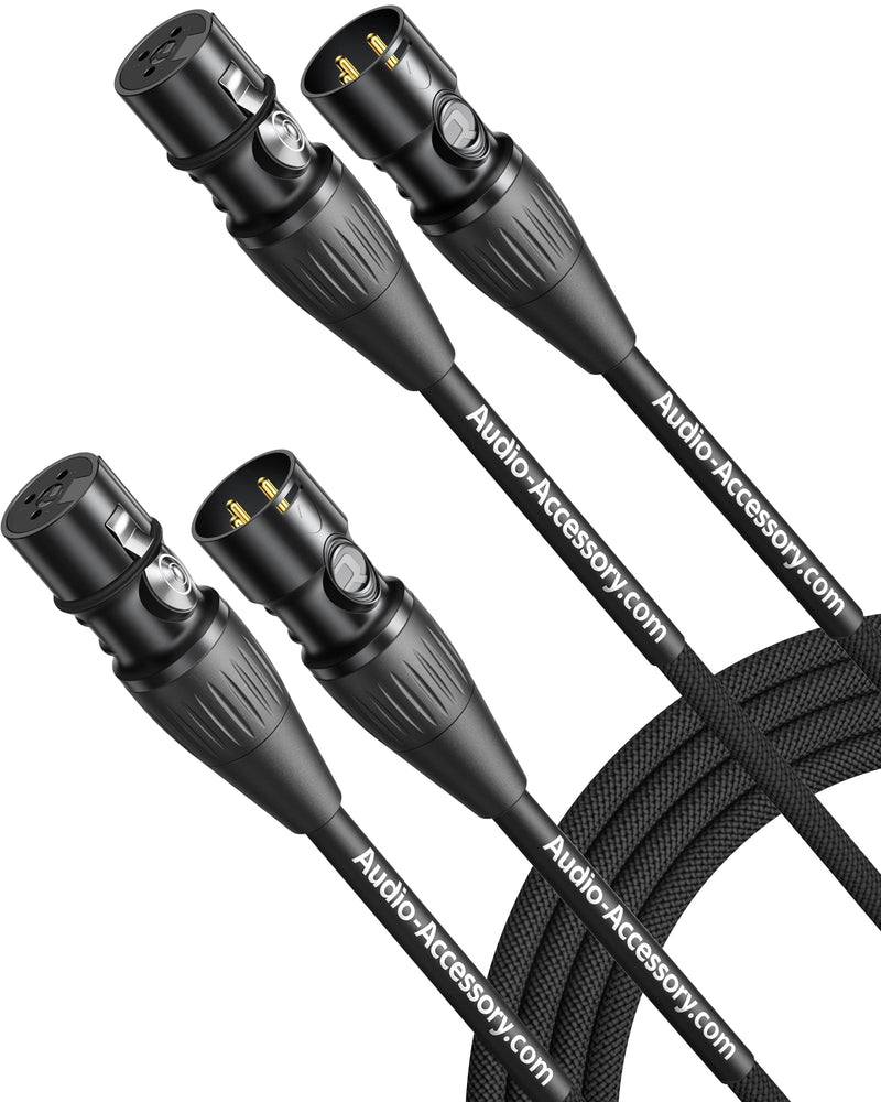 XLR Cables 10ft 2 Pack [Neutrik Connectors] Kevlar-Reinforced Ultra Durable Nylon Braided XLR Microphone Cable, Mic Cable, Shielded and Balanced XLR Male to Female Cord Black