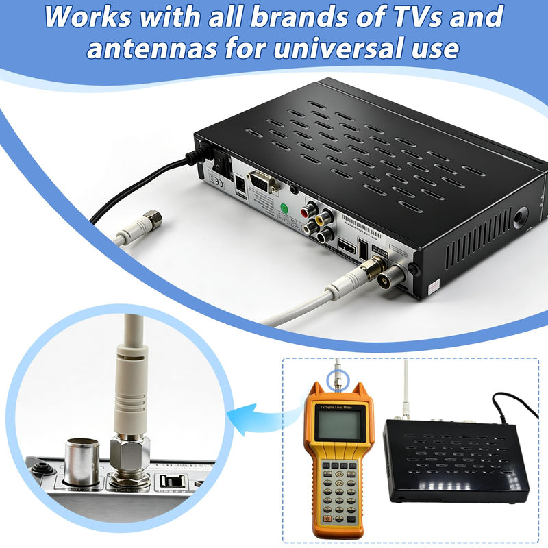Satellite Splitter 5-2500MHz, 2-Way CATV Splitter with RG6 Coaxial Cable and 2 Connectors, for Pass Power to LNB, Improve HD TV Satellite Antenna Signal Quality, Corrosion Resistant 15 inch