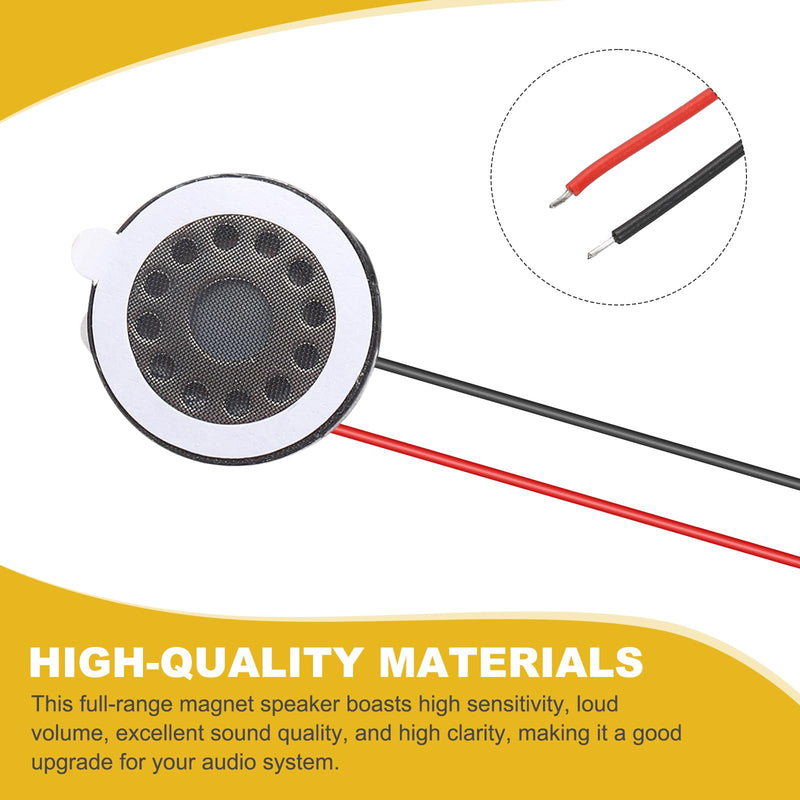 5pcs Internal Magnet Speaker (16mm / 0.6" Dia) - 1W 8 Ohm Round Internal Micro Magnet Loudspeaker with 80mm Terminal Wire for DVD EVD Mobile Portable Advertising Machine, Black 0.6" + 80mm Terminal 5