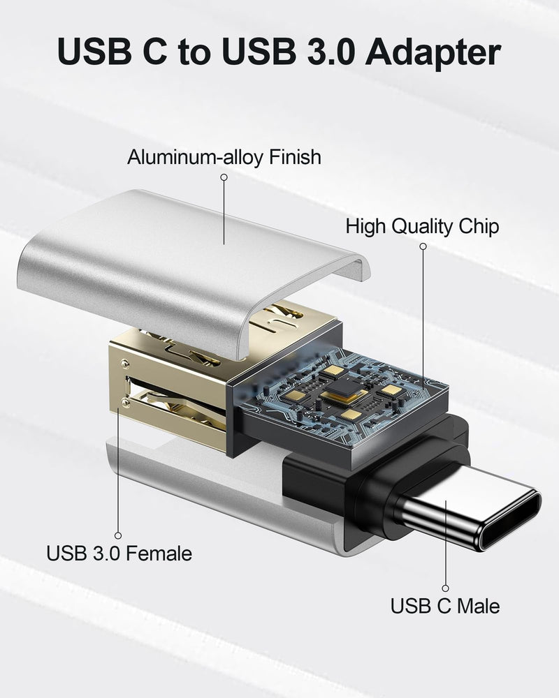 USB-C to USB-A Adapter, 5Gbps USB C Male to USB 3.0 Female OTG Converter | High-Speed Data Transfer & Fast Charging, USB Type-C Connector for iPhone 17 16 15, Samsung Galaxy S26 S25, iPad, MacBook Pro