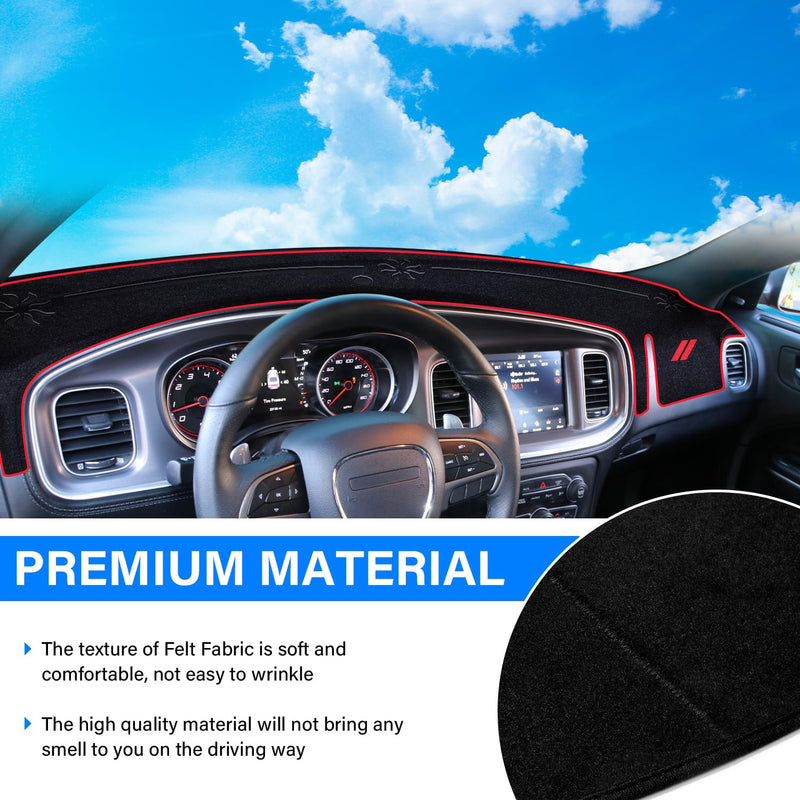 Dash Cover for Dodge Charger Accessories 2011-2022 2023 Dashboard Cover Mat Sunshade No Glare UV Rays Protector Nonslip Interior Pad (Red) Red Edge