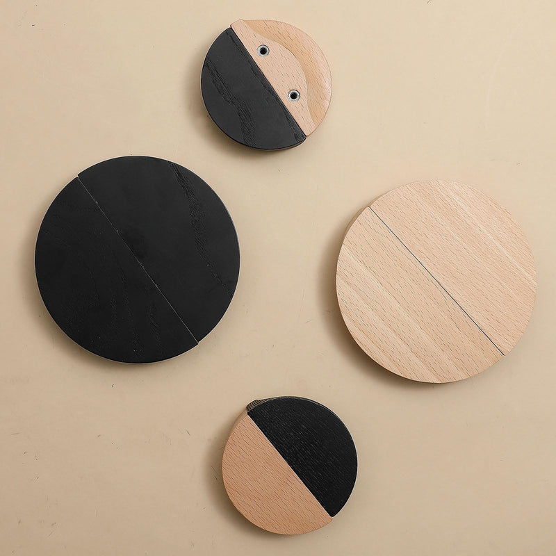 5.9 in-Black Ash Wood 1 Pair (2 Pcs) Circular Wood Grain Cabinet Drawer Handles Kitchen Cabinet Door Pull 5.9 in-Black Ash wood