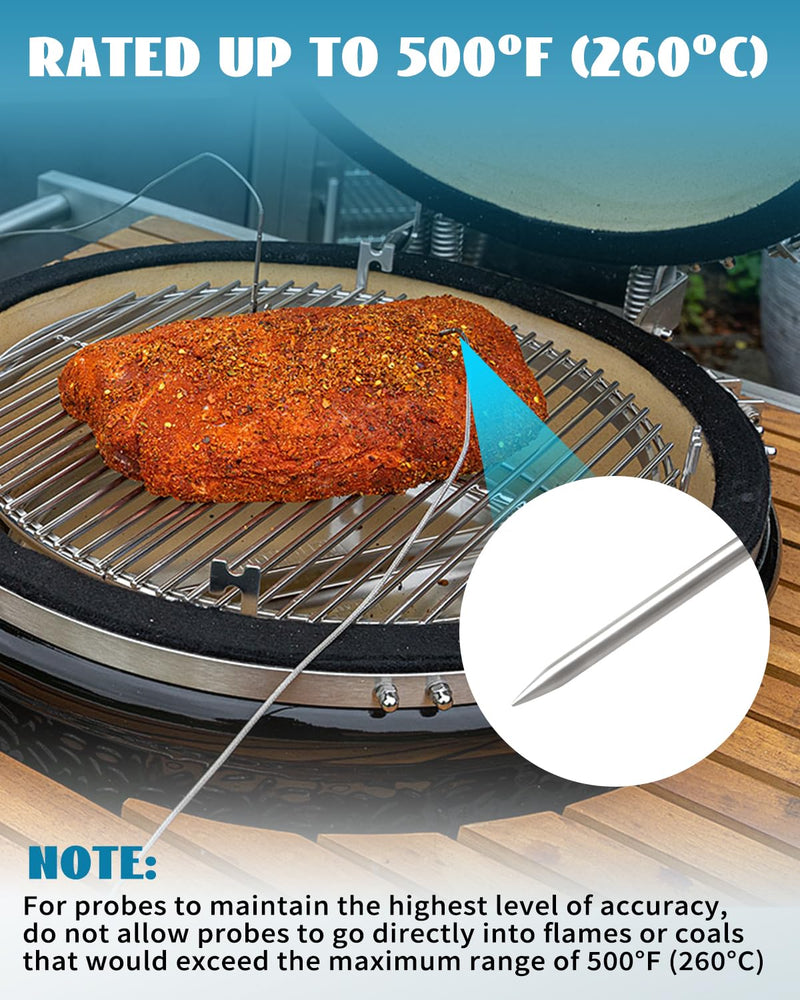 8 Foot Temperature Probe Fit for DynaQ/UltraQ/PartyQ/DigiQ/CyberQ Controls Food Premium Dishwasher Safe Temperature Probe