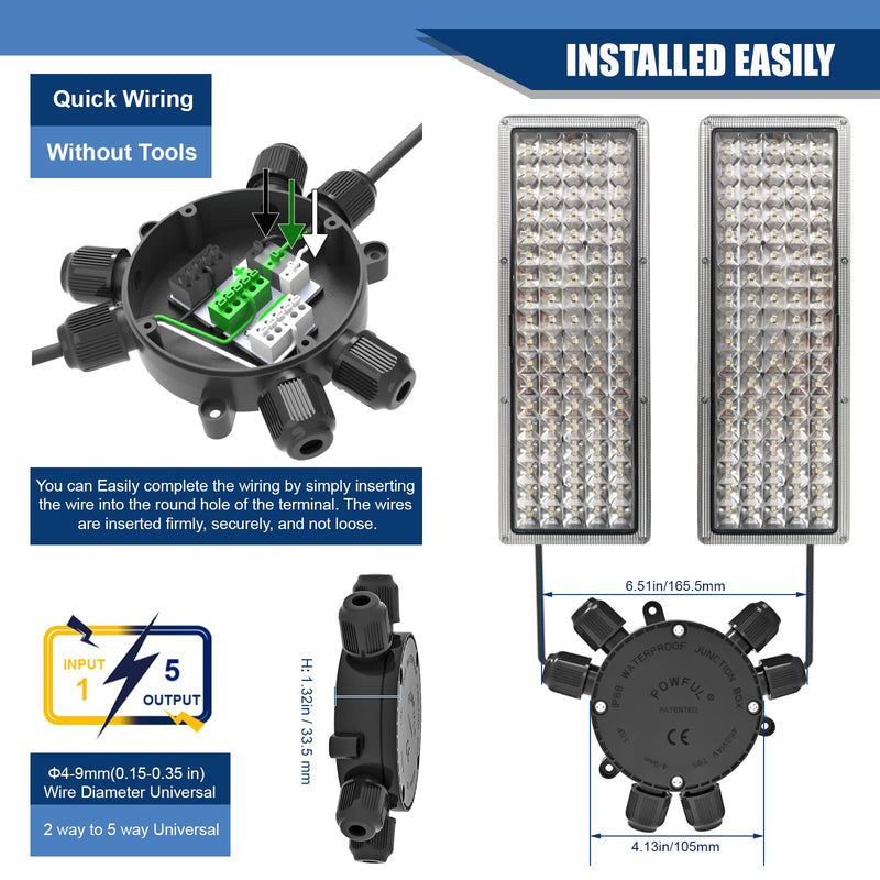 Junction Box Cable Connector Waterproof Cable Connector Junction Box Waterproof Electrical Connector Box 2-6 Way 22-10 AWG 32A for Ø4-9mm Cable (Easy to Install) 6way-1P