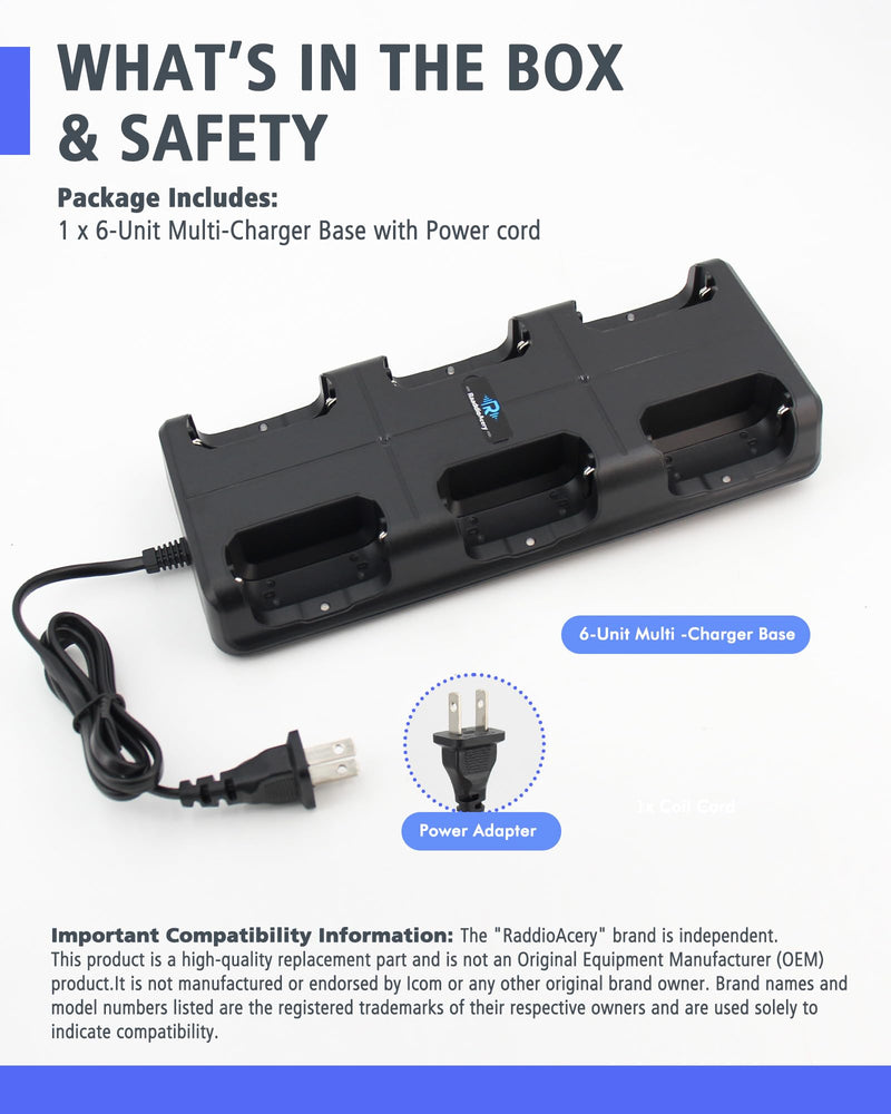 6-Way Multi-Unit Charger for Retevis RT22 RT22S WLN KD-C1 Zastone X6 NKTECH NK-U1 Zeadio ZS-B1 Luiton LT-316 Radtel RT-10 Walkie Talkie and Battery
