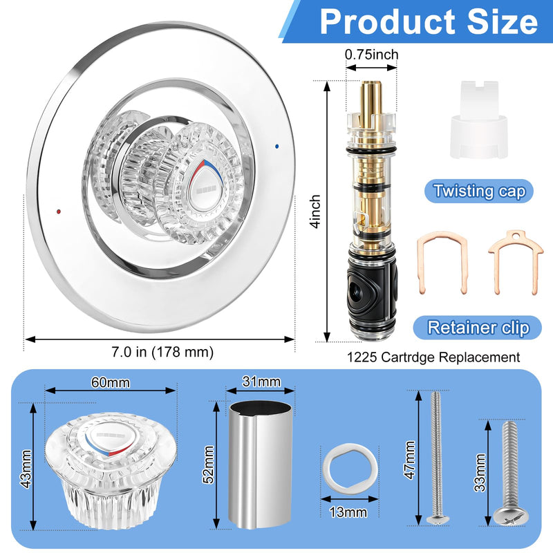 Shower Trim Kit, Compatible with Moen T470 Chateau Shower Trim Kit, With Replacement Cartridge and 104421 Removal Tool, Escutcheon, Shower handle, Tubes and Screws, Chorme Polished Chrome