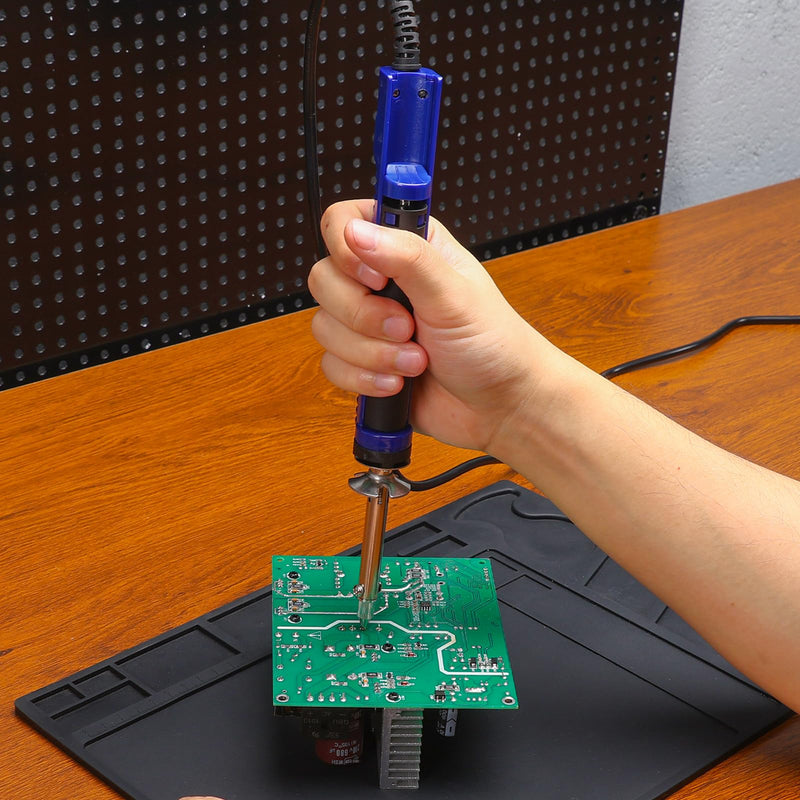 WEP 929D-V 2 IN 1 Desoldering Iron Electric Solder Sucker with 5 Nozzles 0.8/1.0/1.2/1.5mm Soldering Tool Kit with Built-in Desoldering Pump, Iron Stand, Sponge, Cleaning Pin Solder Remover