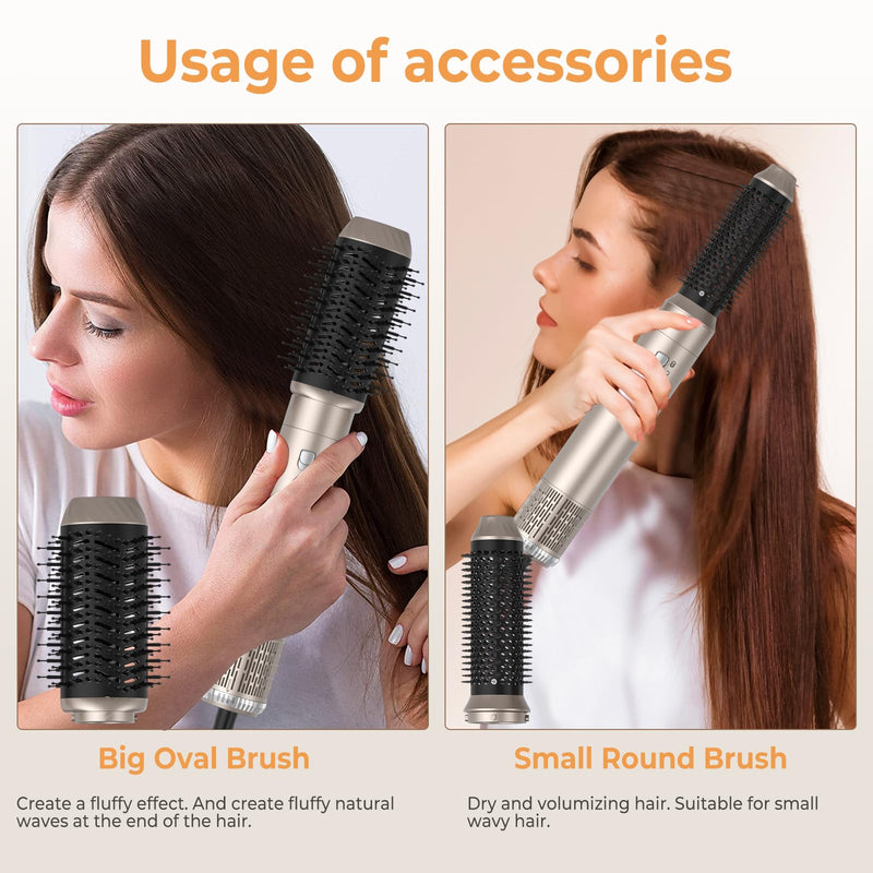 6 in 1 Hair Styler,Airbrush Air Styler 1000w Blow Dryer Brush Set | 30mm Air Curler, Hair Styling Tool Multistyler, Smooth Shine Volumize Curl Straighten Brush,Blow-Out Look Slivery