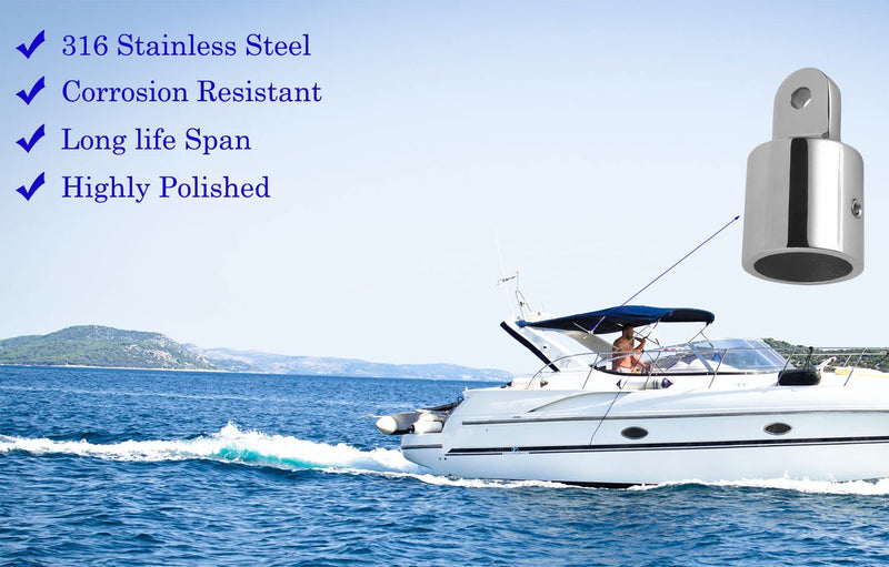 4 PCS Bimini Top Eye End Cap Tube Canopy Hardware Fitting Marine 316 Stainless Steel Fits 7/8 or 1'' OD Round Tubing 1 INCH