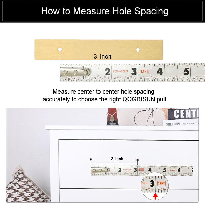 QOGRISUN 5-Pack Solid Brass Cabinet Pulls Back Plates, Rectangle Cabinet Pulls BackPlates, 3-Inch Hole Center,5.3-Inch Total Length for Cabinet Hardware, Brushed Brass Finish 3-Inch (76mm) Center-to-Center
