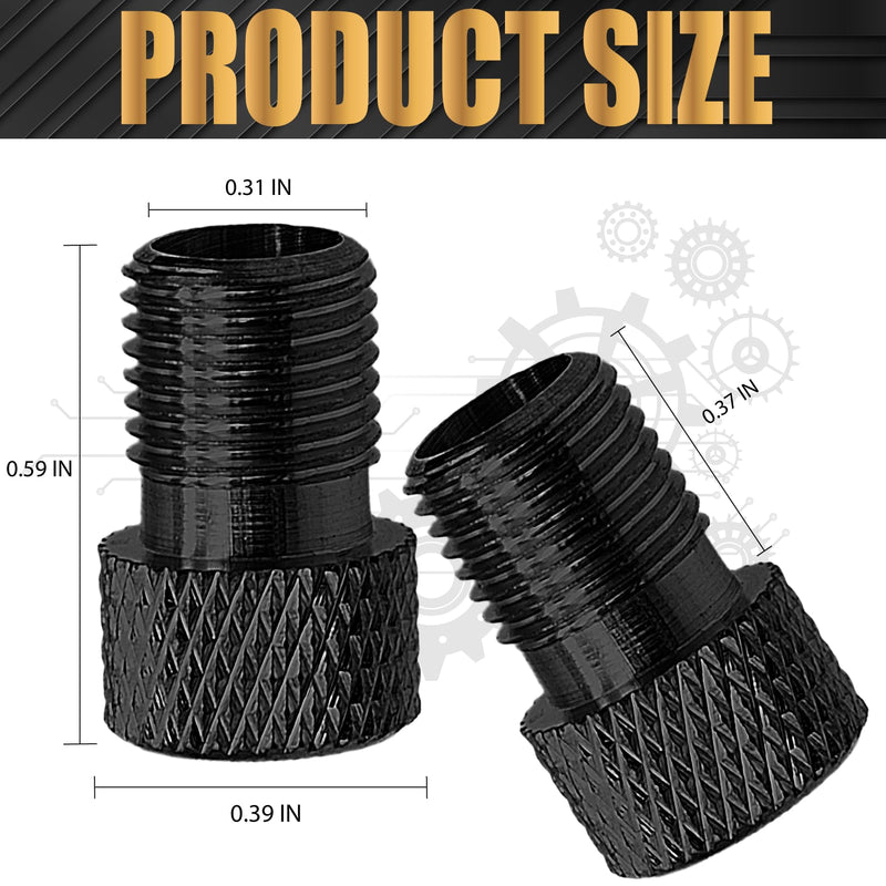 2PCS Presta Valve Adapter, Aluminum Convert Presta to Schrader Adaptor, Inflate Tire Using Standard Pump or Air Compressor for Bikes, 2 x Black Tire Valve Caps(Reticulated Grain Style, Black) 2 pcs + 2 caps 2PCS Black Reticulated Grain Style + 2 Caps