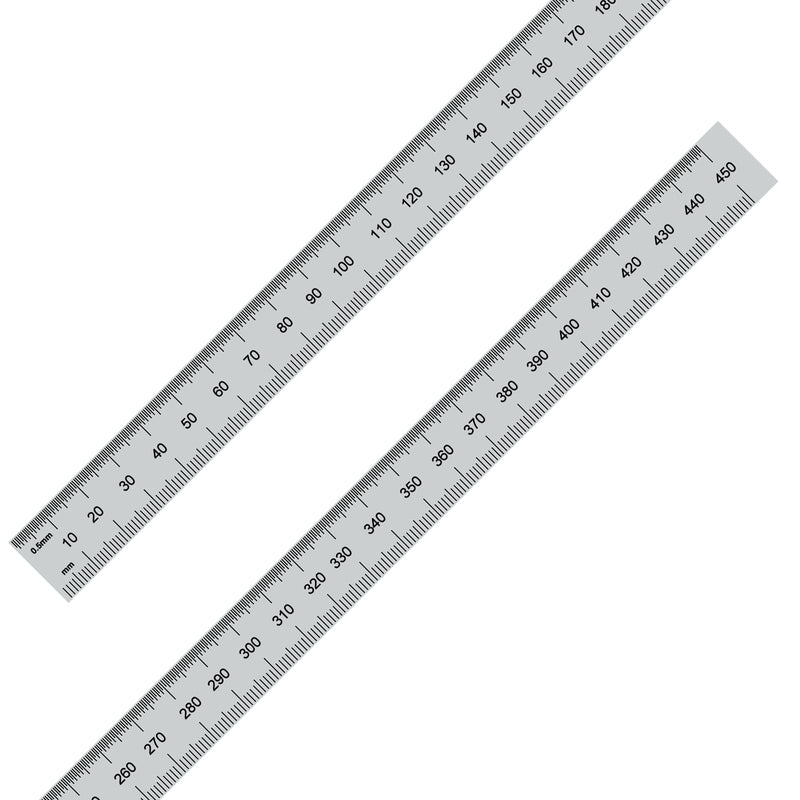 PEC Tools Metal Ruler, Machinist Rule with Satin Chrome Finish, Decimal/Metric Graduation (1/10", 1/100", 1mm, 0.5mm), 18"/450mm Flexible Steel Ruler, Trusted by Professionals, Made in USA