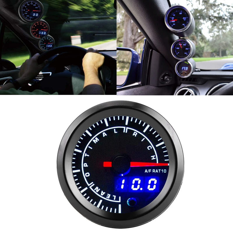 Acouto Air/Fuel Ratio AFR Gauge Air Fuel Ratio Gauge for Car 2.5in 12V Air Fuel Ratio Gauge Pointer Display High Accuracy Adjustable Warning Setting for Car