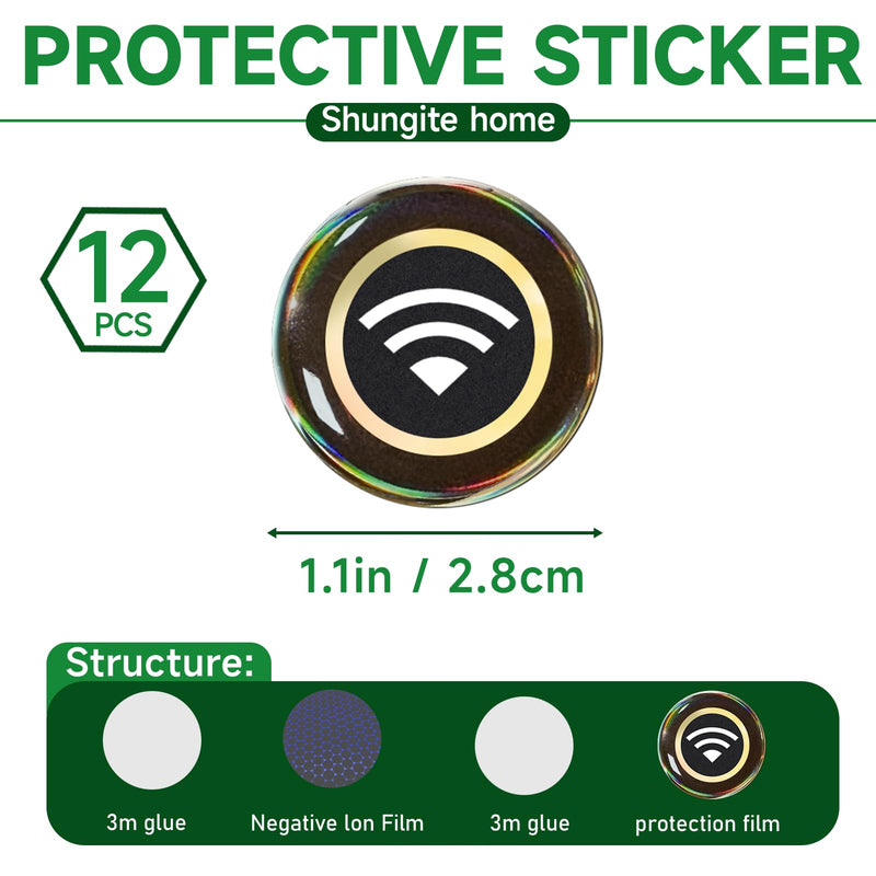 12 Pieces Blocker Protection Neutralizers Stickers for Cell Phones Tablets Laptops Computer WiFi Printer TV Electronic Devices Black 12 Pcs