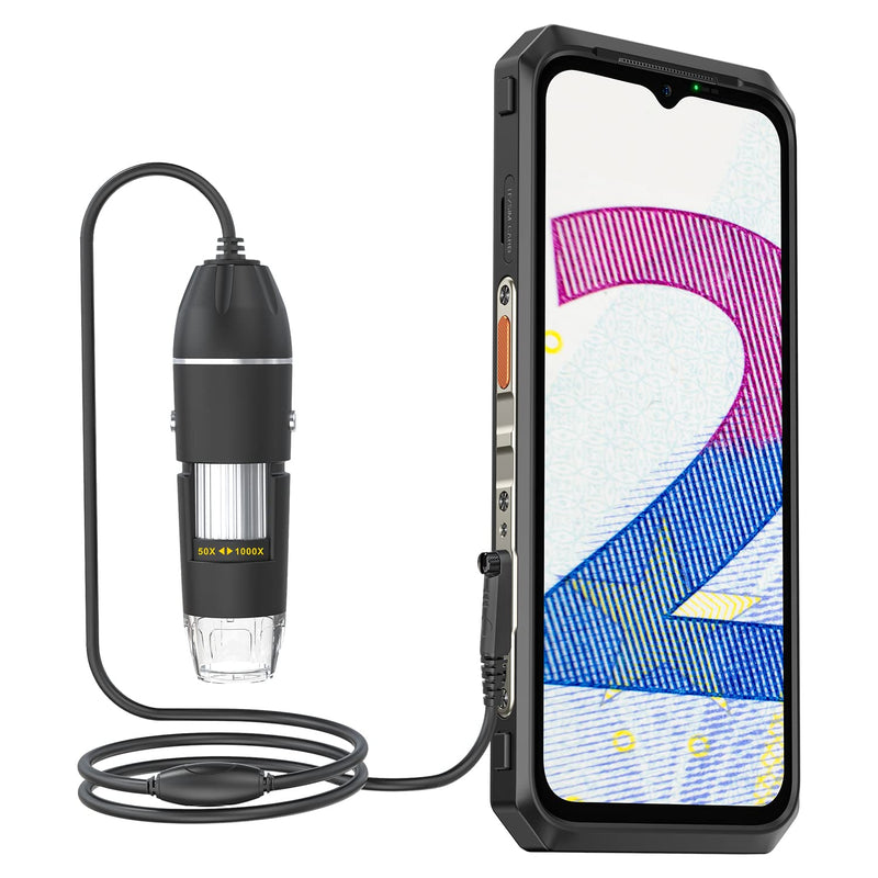 Ulefone uSmart C01 Digital Microscope, HD Inspection Camera 50x-1000x Magnification with Stand, 8 LED Lights 25X-50X Focal Length 60° Visual Angle Micrometer Calibration Ruler For Ulefone Armor Series