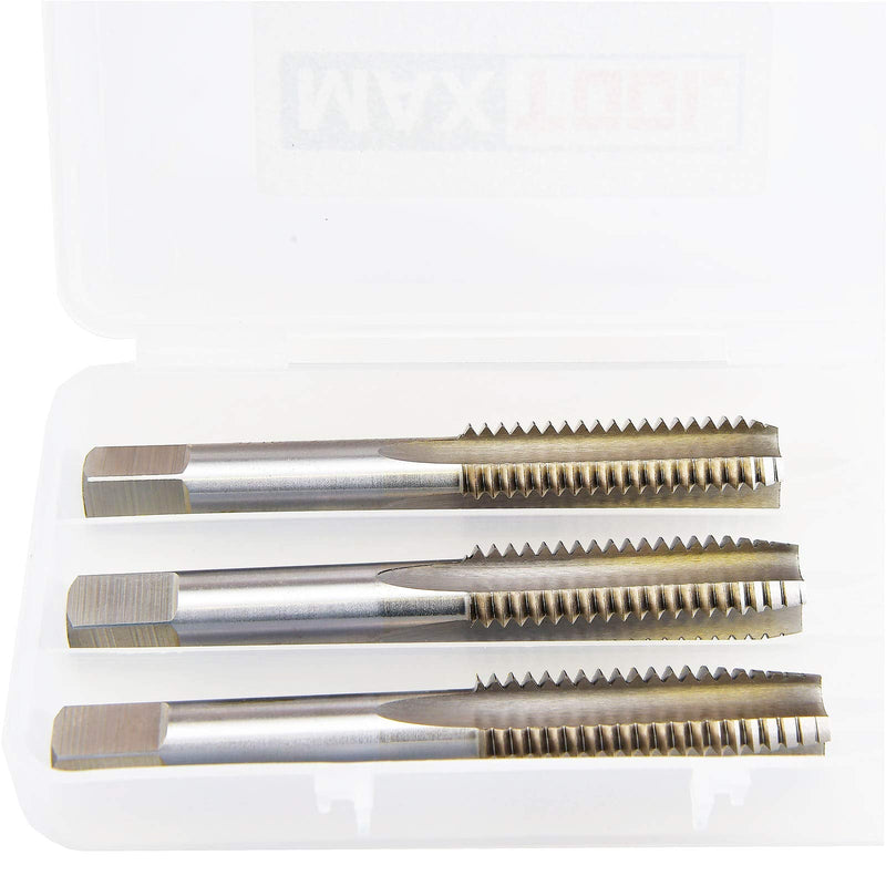 MaxTool 9/16-12 Hand Threading Tap Sets Including Taper+Plug+Bottom High Speed Steel M2 Taps Set 12-TPI FULLY GROUND RIGHT HAND; HSF02W00R036