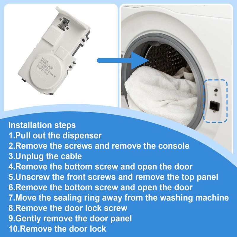 Upgrade WH01X29528 Washer Door Lock Compatible with GE General Electric Washing Machine Clothes Washer Lid Lock Door Latch Switch, Replacement AP6985313, EAP12749276, 4958749, PS12749276, PD00060769