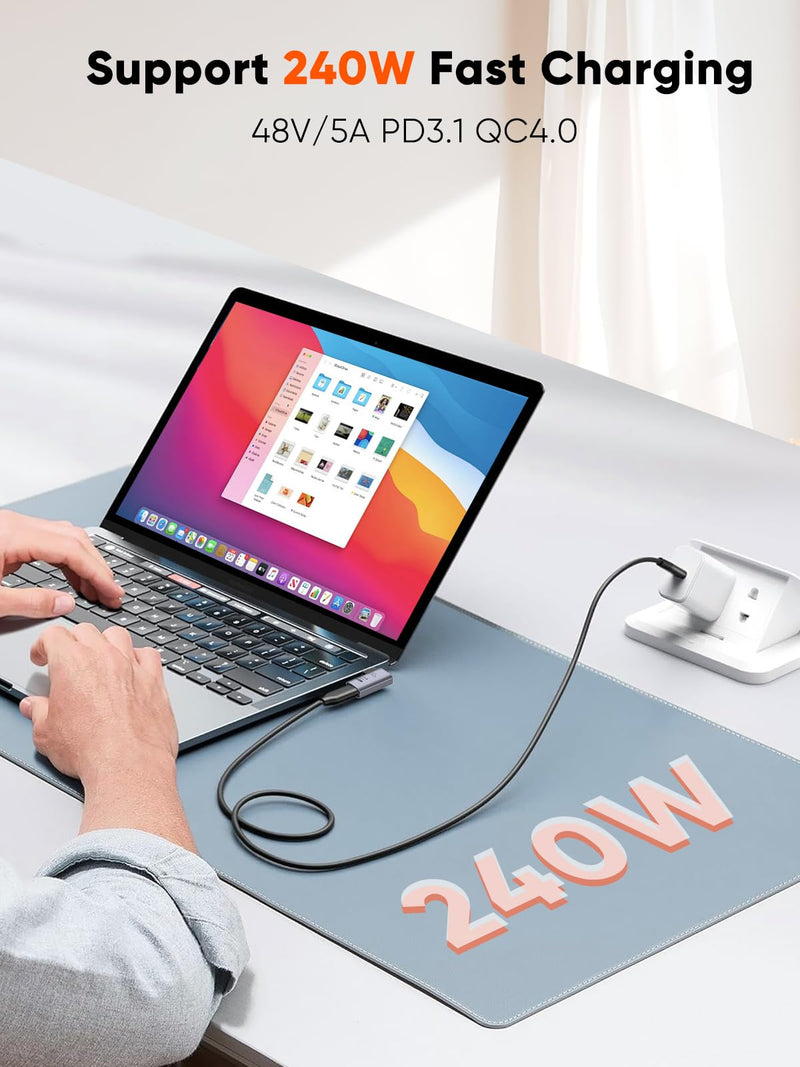  [AUSTRALIA] - CableCreation Right Angle USB C Adapter 2 Pack, USB C Male to Female 90 Degree Adapter 40Gbps 240W Compatible with Thunderbolt 4, USB 4, Notebook, PC, Tablet, Phone and More, Right Angle Right Angle-2 Pack