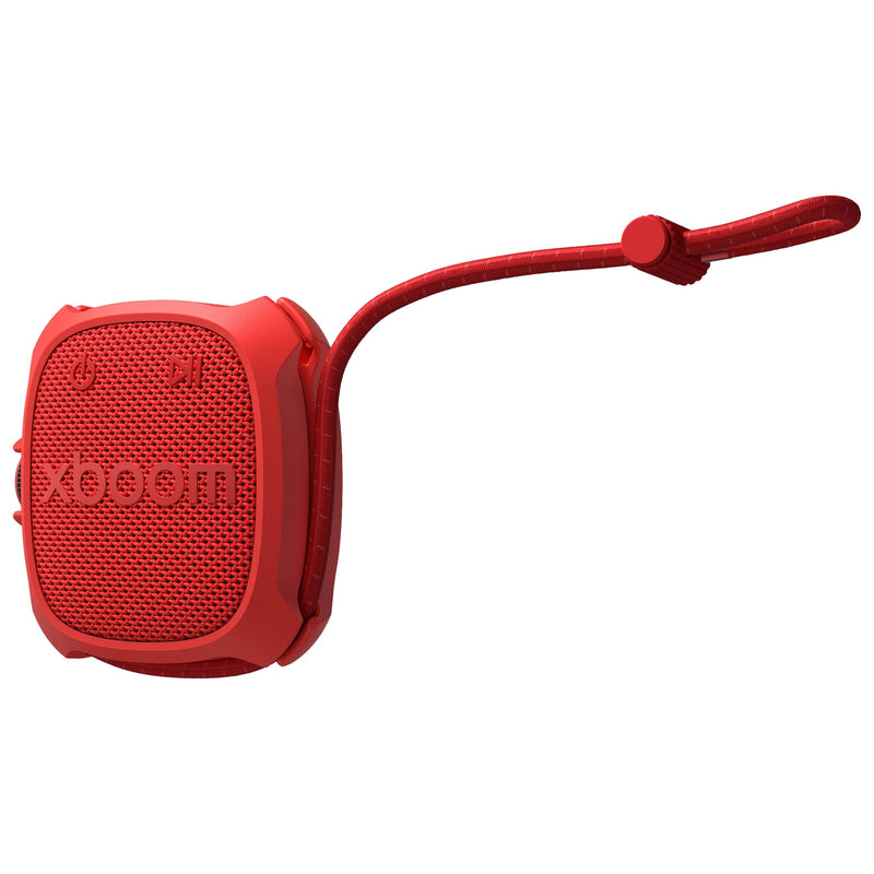 LG xboom Rock by will.i.am, Portable Outdoor Bluetooth Speaker, up to 10 Hours, IP67 Dust and Water Resistant, Adjustable Mounting Cord, Red