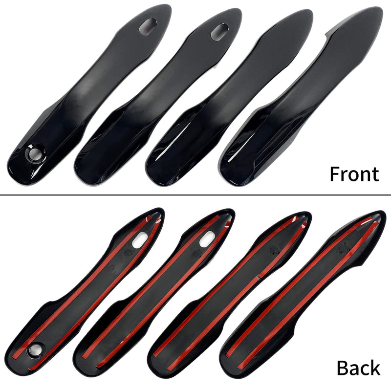  [AUSTRALIA] - Side Door Mirror Cap Cover Trim + 4 Door Handle Cover Trims Smart Compatible with 2018 2019 2021 2022 2023 2024 2025 Toyota Camry Accessories Rearview Mirrors Caps Cover Overlay Glossy Black With Smart Key Holes
