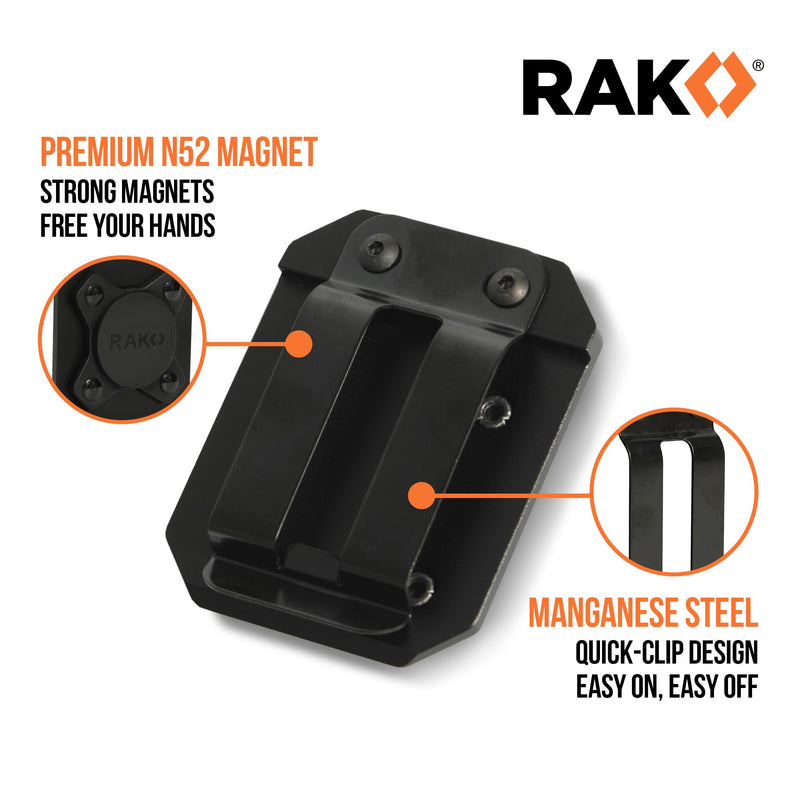 RAK Magnetic Tool Holder for Belt - 20lbs Strong Clip-On Belt Magnet Holster, Heavy Duty Belt Clip Tool Pouch Accessory for Hammer, Screw Driver, Pliers, Screws & Nails and Hardware Holder