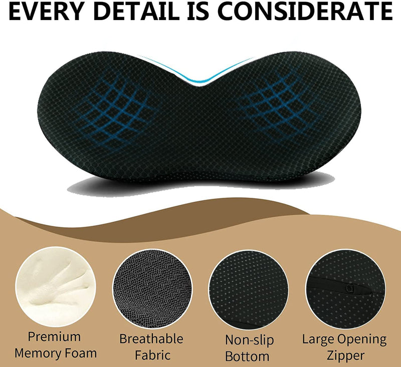 Car Seat Cushion - Memory Foam Car Seat Pad - Sciatica & Lower Back Pain Relief - Car Seat Cushions for Driving - Road Trip Essentials for Drivers(Black) Black