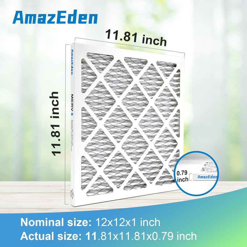 12x12x1 Air Filter 6-Pack (MERV 8) MPR 600 & FPR 5 AC Furnace Filters Pleated Dust Defense Replacement (Actual Size: 11.81"x11.81"x 0.79") 12x12x1 6-PACK