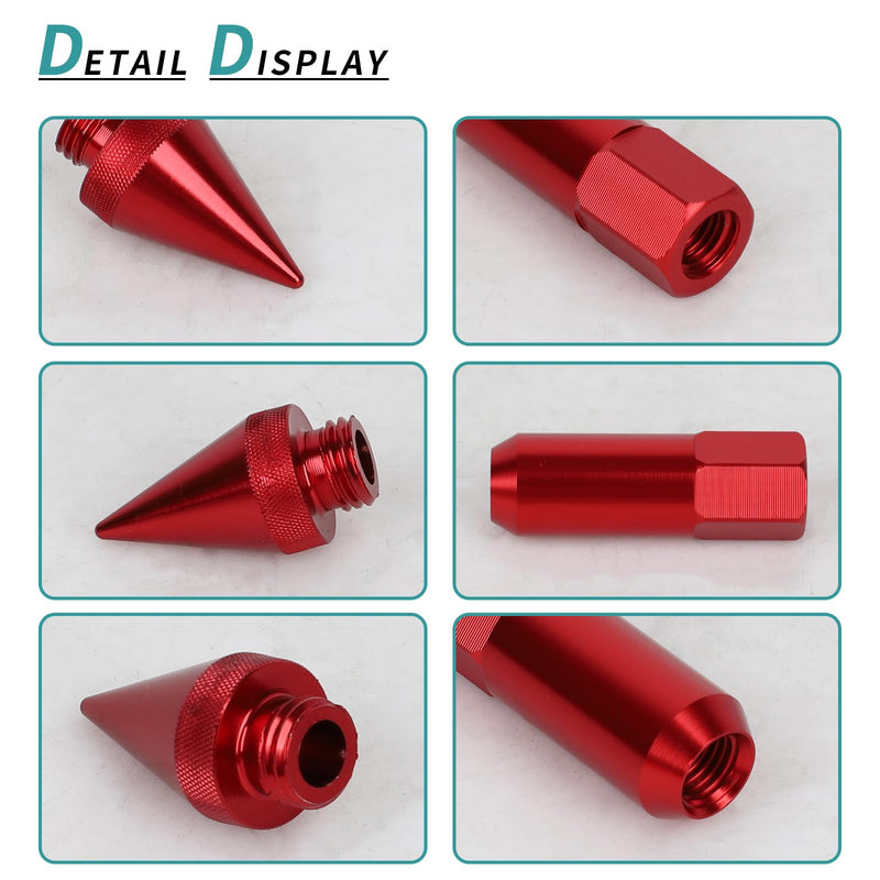 M12x1.5 Spikes Lug Nuts 20pcs 60mm Aluminum Wheel Nuts Fit for Ford Escape/Focus/Fusion,for Honda Accord/CR-V,for Toyota Avalon,for Chevy Impala etc (Red) Red