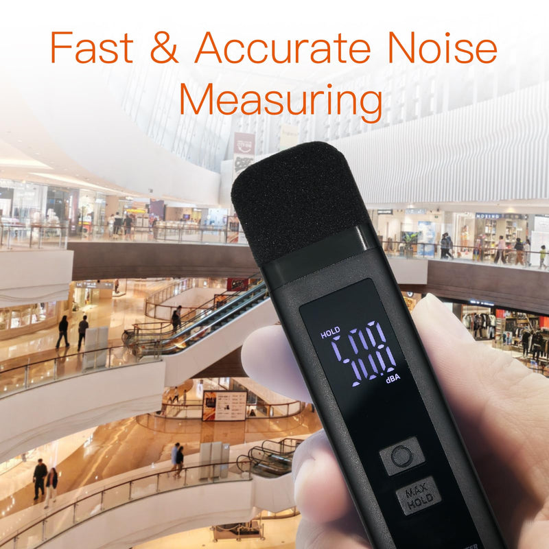 Decibel Meter Sound Level Meter with LCD Display Decibel/MAX/Data Hold and Battery Indicator, 30~130dBA Pocket SPL Meter dB Noise Monitor Rechargeable for Noisy Neighbors Factory Home