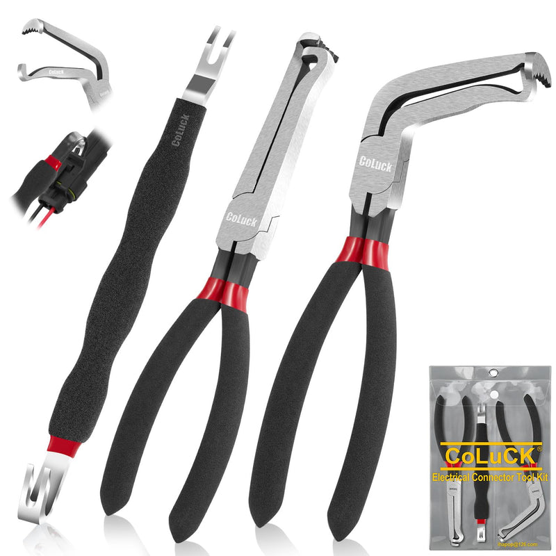 3Pcs Electrical Disconnect Pliers 37960,37980 Electrical Connector Disconnect Pliers, 60 Degree,Electrical Connector Separator 13120,Connector Removal Tool,Automotive Electrical Tools Straight and 60 Degree Black