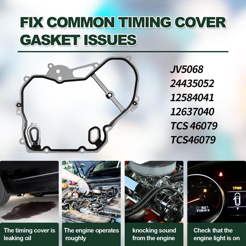 Timing Cover Gasket Set Replace# 24435052 TCS46079 Compatible with 2002-2016 GMC Terrain, Chevy Equinox Malibu Cobalt HHR, Buick Regal Fit for 2.0L 2.2L 2.4L Engines, Timing Chain Gasket