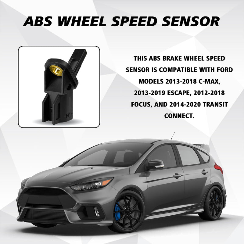 ABS Wheel Speed Sensor Front Left or Right Replaces OEM #8M5T2B372AA 3M5T2B372AB 3M5T2B372BA, Car Front ABS Speed Sensor Compatible with Ford Focus C-Max Escape 8M5T2B372AA Black 1
