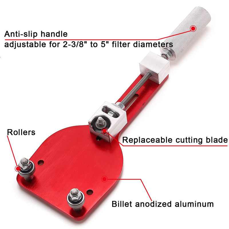 77750 Oil Filter Cutter Tool for Filter Cutting Range 2-3/8" - 5" Red