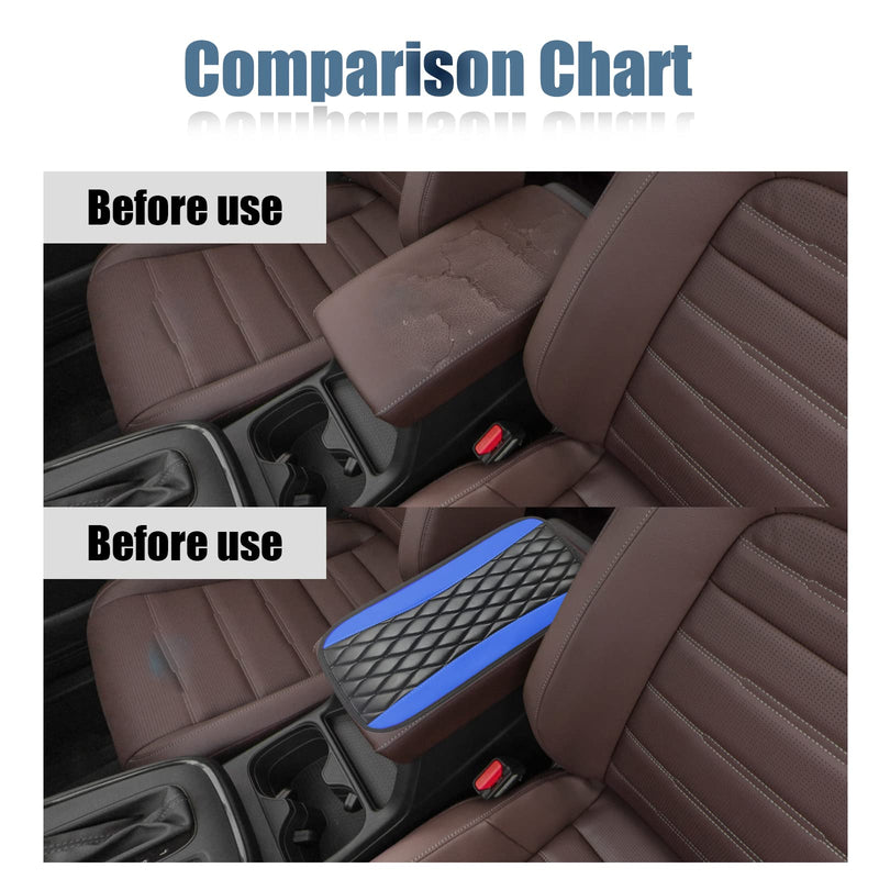 Car Center Console Cover, Universal Leather Waterproof Armrest Seat Box Cover Protector, Comfortable Car Decor Accessories Fit for Most Cars, Vehicles, SUVs -Blue blue
