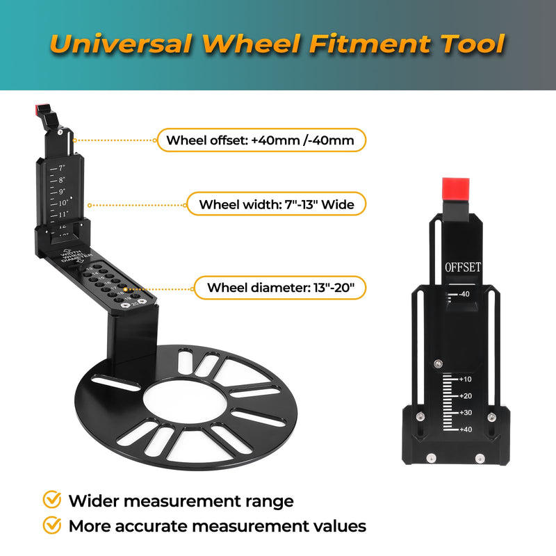 Wheel Fitment Tool,Car Wheel offset measuring tool for 13-20' Wheel, Upgraded Car alignment tool kit with Allen Wrenches Sets, Aluminum Alloy Materialand More Precise ET Values