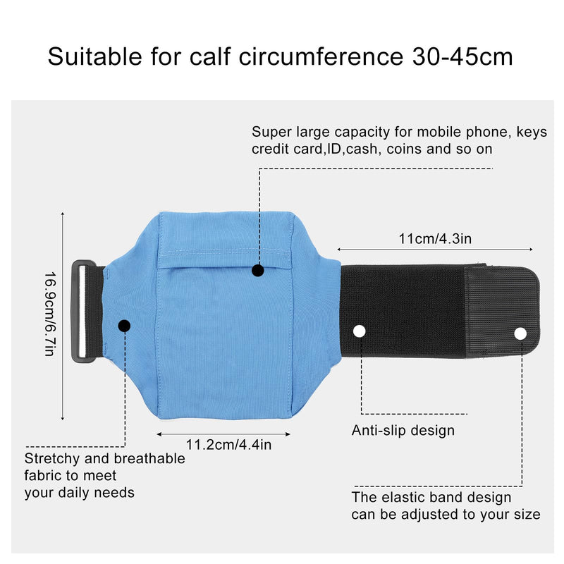 Amabro Leg Phone Holder Non Slip Cellphone Thigh Ankle Wallet Armband Strap | Adjustable Sport Pouch Storage Bag Accessories for Running Hiking Workout Walking Hiking Equestrian, Blue, 30-45cm