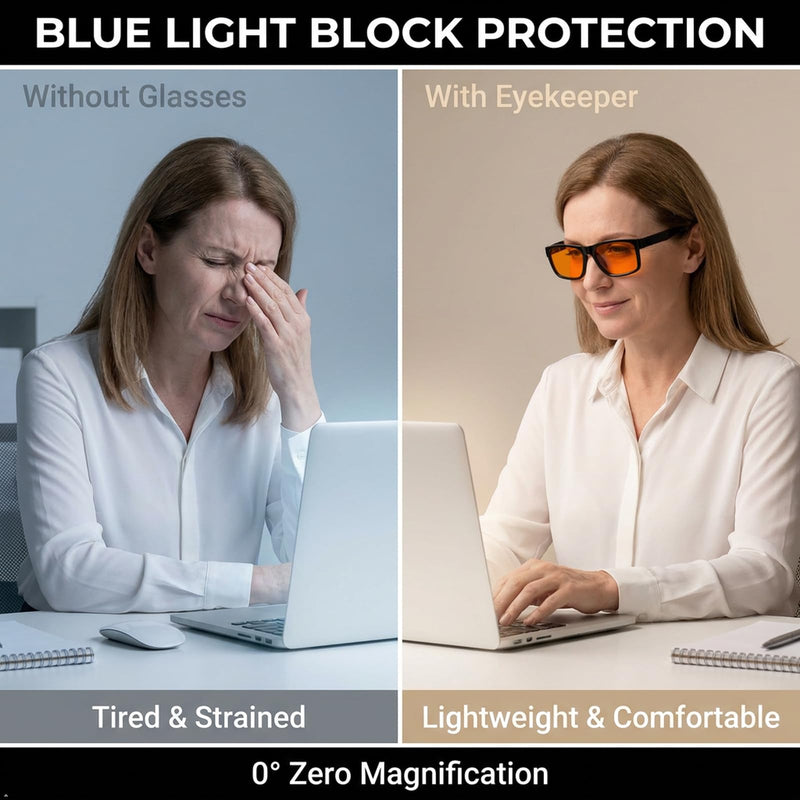 Eyekepper Amber Blue Light Blocking Glasses, Orange Tinted Lens Men Women | Green/Bluelight Blockers for Gaming/Sleep, Computer Screen Glare Blocker, Metalless Stylish Design, Screwless Spring Hinges Black
