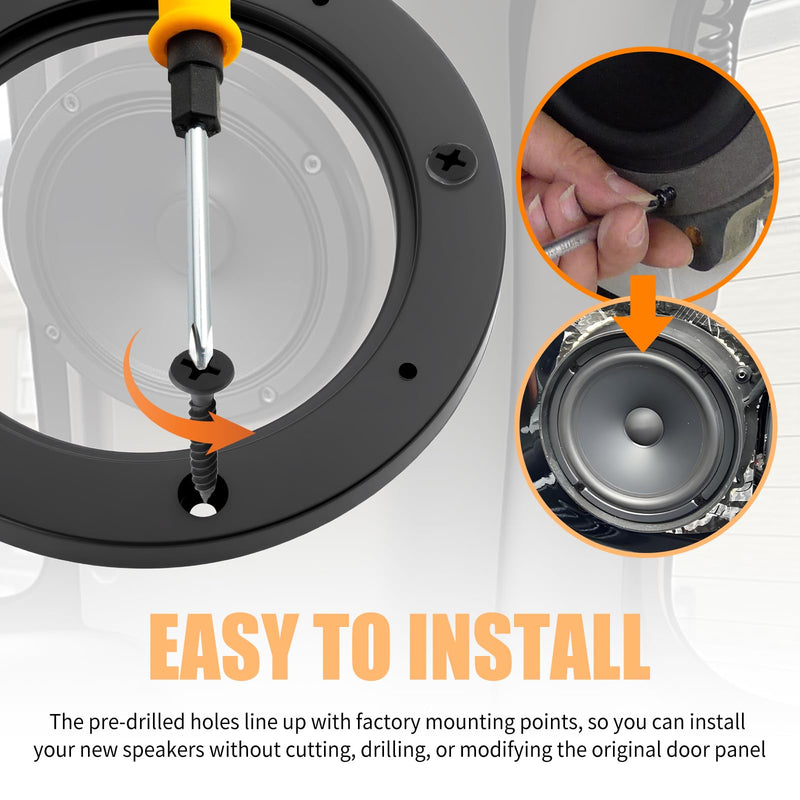 4PCS 4" Speaker Adapter Ring Spacer with 16 Mounting Screws | No-Cutting Car Door Speaker Adapter with Depth Extension,Universal Speaker Spacer for Car,SUV,Truck