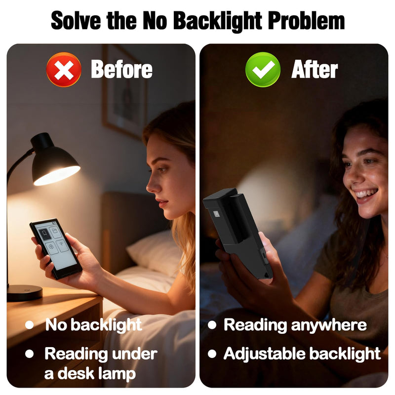 Protective Case with Detachable Rechargeable Reading Light for X4 E-Reader | Reversible Protection Design with Portable lanyard, Flippable Case with Back Light For 4.3" Mini Pocket E-Reader (Black) Black