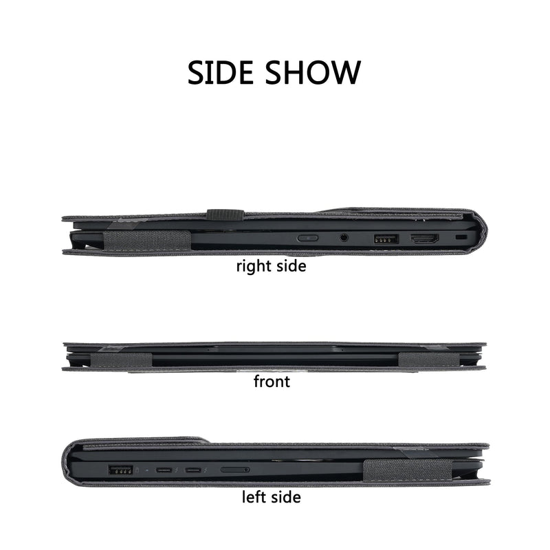 Laptp Cover Case for Lenovo Thinkpad X1 Carbon Gen12 Gen13 Gen14 &for ThinkPad X1 2-in-1 Gen9 Gen10 Gen11 Sleeve,PU Leather Protective Shell with Foldable Cooling Bracket and Pen Holder (Dark Gray) Dark Gray