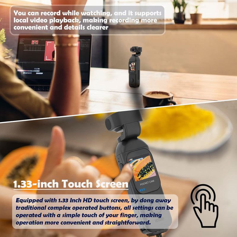 Vlogging Camera 1080P with External 7 Hours Battery Handle Grip | Pocket Camera, Body Cam, Touch Screen, WiFi, Dual Adjust Rotated 330 Degrees Lens, 32GB Card, Vlogs for daily life, travel