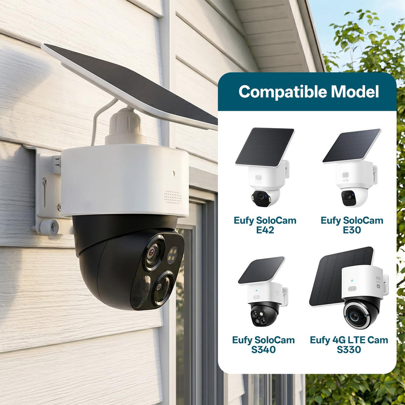 2 Pack Vinyl Siding Mount Compatible with Eufy SoloCam S340 E30 E42 & 4G LTE Cam S330, No Drill Stainless Steel Solar Security Camera Bracket, Rustproof Outdoor Wall Mount Holder 2