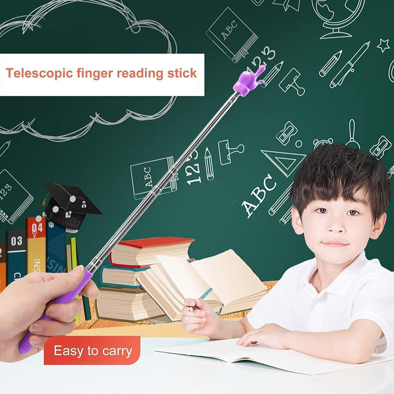 Telescopic Teaching Hand Pointer, Pointer for Classroom 21.6 Inch Extended Length, Retractable Classroom Whiteboard Pointero Classroom Supplies for Elementary School Kindergarten Teacher（ Black）