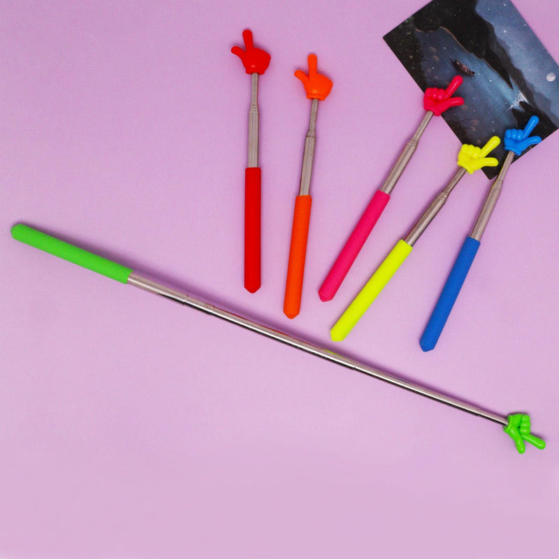 6Pcs Pointer Finger Stick, Telescopic Finger Pointer Stick Retractable, Teacher Hand Pointing Extendable, for School Supplies Classroom Studen Reading 6 Colors