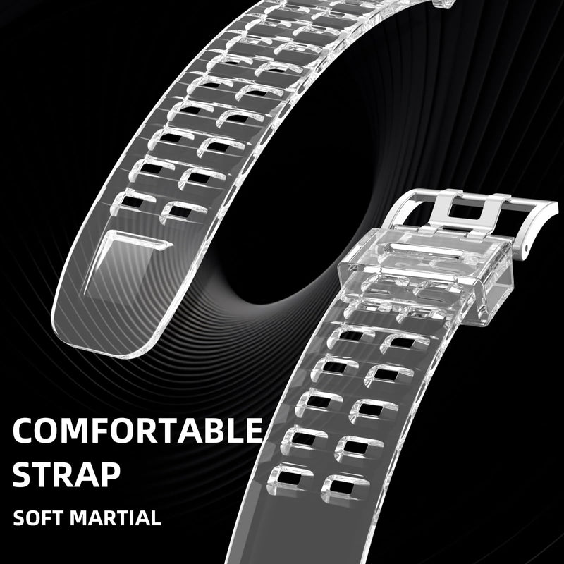 iMangoo Sports Band with Bumper Case for Apple Watch Ultra 3/2/1 49mm Clear | Transparent TPU Protective Bumper Cover Sweatproof Scratch Resistant Rugged for iWatch 49 mm Men Women