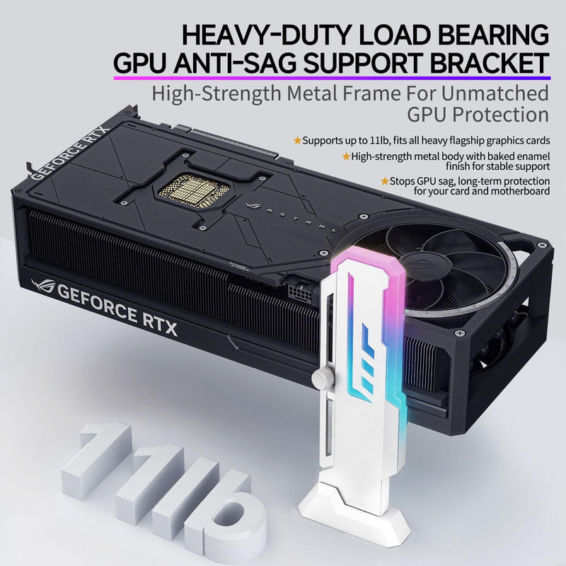 GPU Support Bracket, GSCOLER Universal Graphics Card Support, 60-163mm Adjustable Anti Sag GPU Stand for Universal Video Cards, 16.8M RGB Modes GPU Brace with Magnet & Non-Slip Base for Heavy-Duty GPU