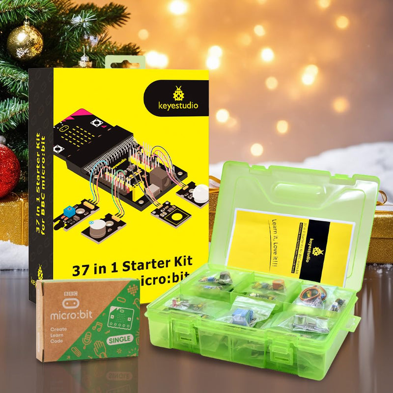 KEYESTUDIO 37 Sensors Starter Kit with Microbit V2.2 Board, Easy to Learn Microbit V2 Coding for Beginners Teens Adults