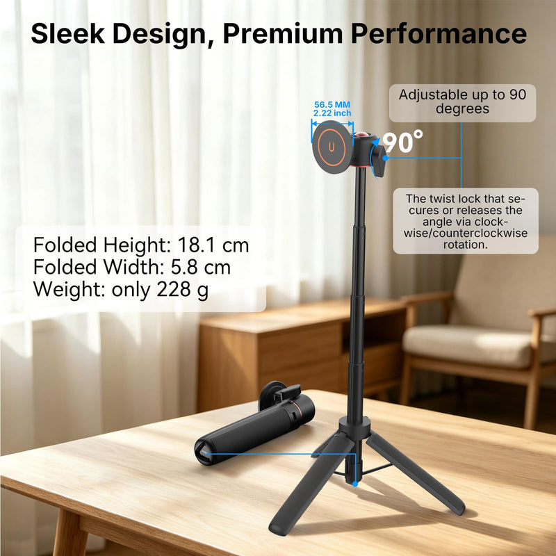 Portable Travel Monitor Stand for 4.7''-18.5'' Monitor /Tablet/iPad/Phone | 7.4''-20.7'' Height Adjustable Monitor Tripod Stand Holder, Foldable Magnetic Metal Monitor Mount up to 18.5'' Holds 4.4lb