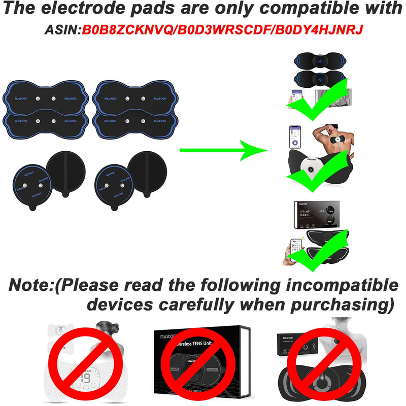 Wireless TENS Unit Electrode Pads Combo Set – 8-Pack Multi-Size Electrodes, Reusable & Latex-Free Replacement Pads for Wireless TENS Units, 3.5mm Snap Connectors (for Multi-Site Pain Relief) Blue
